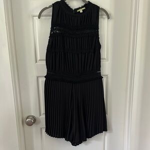 Gianni Bini Black Pleated Jumpsuit with Cut-Out Details